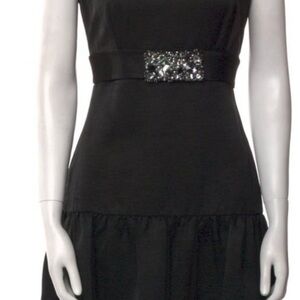 Valentino Elegant Black Midi Dress with Sparkling Detail
